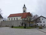 Wiesenfelden, Pfarrkirche Mariae Himmelfahrt, Chor im Kern sptgotisch, Langhausneubau nach 1760; Turm Ende 19.