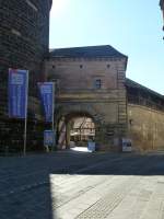 Hier zu sehen ist ein kleiner Teil der Mauer des Handwerkerhofes in Nürnberg am 06.09.2013.