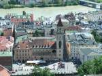 Passau-Rathaus aus der Perspektive vom Turm der Veste-Oberhaus_070616