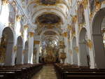 Regensburg, Rokoko Innenraum der Stiftskirche zur alten Kapelle, Stuck von Anton Landes, Fresken durch den Augsburger Maler Christoph Thomas Scheffler, Chorgesthl von Simon Sorg (28.02.2021)