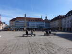 Wrzburg, Gebude und Denkmal am unteren Marktplatz (21.02.2021)