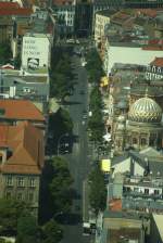 Oranienburger Strasse mit der Jüdischen Synagoge - vom Fernsehturm aus gesehen