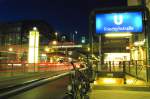 Berlin - Friedrichstrae und Bahnhof Friedrichstrae nachts.