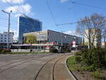Cottbus, Stadthalle am Berliner Platz, erbaut 1975 (03.04.2026)