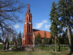 Ragow, evangelische Paul Gerhardt Kirche, erbaut 1710, neugotischer Westturm (06.04.2026)