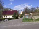 Schulstrae/Kirchstrae mit Blick auf das Kloster Neuzelle.