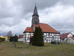 Chossewitz, evangelische Fachwerkkirche, erbaut 1730 (04.04.2026)