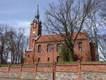 Wellmitz, evangelische Kirche, Backsteinkirche von 1854 (04.04.2026)