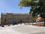 Das Rathaus und der Rathausplatz von Prenzlau am 18.