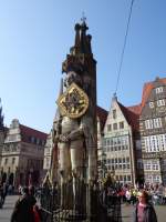 Der Bremer Roland (Rolandstatue) auf dem Marktplatz, 29.03.14