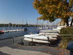 Hamburg am 11.10.2018: Blick ber die Bootsliegepltze des NRV (Norddeutscher Regatta Verein) am Uhlenhorster Fhrhaus auf die Auenalster /