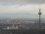 Frankfurt von oben, Blick vom Main-Tower in Richtung Fernsehturm (15.12.2012).