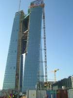 Der im Bau befindliche ECB Skytower am 02.03.2013.