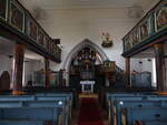 Freienseen, Innenraum der evangelischen Kirche, Orgel aus dem Jahr 1797 von Johann Andreas Heinemann (30.10.2021)