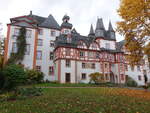 Schloss Hungen, erbaut von 1487 bis 1492, Treppenturm erbaut 1574 (31.10.2021)