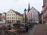 Grnberg, historische Fachwerkhuser am Marktplatz (30.04.2022)