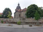 Balhorn, evangelische Kirche, erbaut ab 1342, Kirchturm von 1488, Kirchenschiff neu erbaut 1748 (05.08.2022)