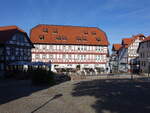 Wolfhagen, altes Rathaus am Marktplatz, erbaut von 1657 bis 1659 (09.10.2022)
