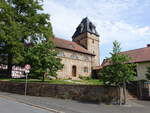 Sterzhausen, evangelische Kirche, Chorturm erbaut um 1200, Kirchenschiff von 1836 (17.05.2022)