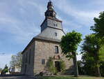 Wahlen, evangelische Kirche, erbaut von 1779 bis 1781, steinsichtige Saalkirche aus Bruchsteinen nach einem Entwurf von Lorenz Friedrich Mller (15.05.2022)