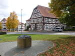 Korbach, Stadtmodell und Fachwerkhuser am Marktplatz (08.10.2022)