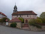 Oberorke, evangelische Kirche, Saalbau mit Dachreiter, erbaut von 1738 bis 1741 (08.10.2022)