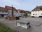 Waldkappel, Huser und Brunnen an der Leipziger Strae (04.06.2022)