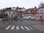 Groalmerode, Fachwerkhuser am Marktplatz (17.03.2024)