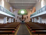 Gedern, neuromanischer Innenraum der evangelischen Kirche, erbaut von 1845 bis 1847 durch  Ernst Georg Gladbach (30.10.2021)