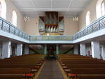 Gedern, Orgelempore in der evangelischen Kirche, Orgel erbaut 1965 durch den Orgelbauer Bernhard Schmidt (30.10.2021)