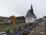 Unterlais, evangelische Kirche, kleiner Saalbau, erbaut um 1200 (30.10.2021)