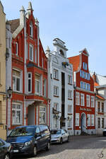 Eine Giebelhäuserreihe in der Wismarer Altstadt.