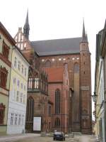 Wismar; Blick vom Frstenhof auf die St.-Georgen-Kirche 07.03.2010