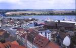 Blick ber Wolgast von der Sankt-Petri-Kirche.