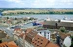 Wolgast und Peenestrom von der Sankt Petri-Kirche aus gesehen.