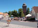 Die Sankt Jacob Kirche von Gingst,am 15.Juni 2014,wo zum Zeitpunkt meiner Aufnahme ein Flohmarkt statt fand.