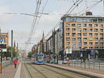 Blick in die Innenstadt von Rostock von der Haltestelle Krpeliner Tor am 27.