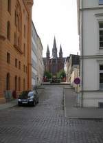 Schwerin ]MV9, Blick durch doie Moritz-Wiggers-Strae zur Paulskirche, 15.08.2009