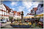 Fachwerkhuser im historisches Zentrum von Celle, der Marktplatz mit seinen Straencafs.