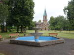 Germershausen, Brunnen und Wallfahrtskirche Maria Verkndigung, erbaut von 1887 bis 1889 (29.06.2023)