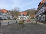 Bad Grund, Fachwerkhuser am Marktplatz (19.03.2024)
