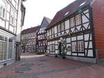 Osterode am Harz, Fachwerkhuser in der Marktstrae (19.03.2024)