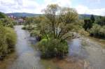 Ein Blick von der Pionierbrcke hinunter zur Fulda mit ihren unzhligen kleinen Inseln.