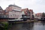 LNEBURG (Landkreis Lneburg), 30.08.2019, Blick von der Abtsmhlenbrcke auf die Ilmenau in Richtung Norden