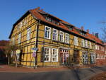 Uchte, Fachwerkhaus in der Kirchstra�e, zweigeschossiger Fachwerkbau erbaut zwischen 1850 und 1870 (23.03.2026)