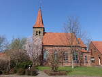 Rabber, evangelische Dreieinigkeitskirche, erbaut von 1896 bis 1897 nach Pl�nen des Hildesheimer Architekten Werner S�chtig (22.03.2026)