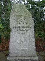 Gedenkstein der 20 Jahre nach der Vertreibung aus Arnswalde in der Neumark (Choszczno) in der Oststadt von Wunstorf 1965 fr die Patenstadt aufgestellt wurde.