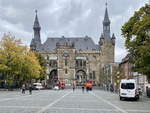 Das Rathaus von Aachen am Markt nahe dem Dom am 09.