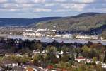 Bonn-Mehlem im Vordergrund, der Rhein und dahinter Knigswinter und das Siebengebirge - 30.10.2013