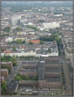 Blick aus dem Rheinturm auf Dsseldorf mit den Stadtteilen Unterbilk und Friedrichstadt, aufgenommen am 06.08.2006.